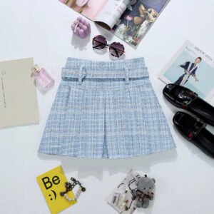 Bright Silk Plaid Skirt - Women's High Sense A-Line Fashion