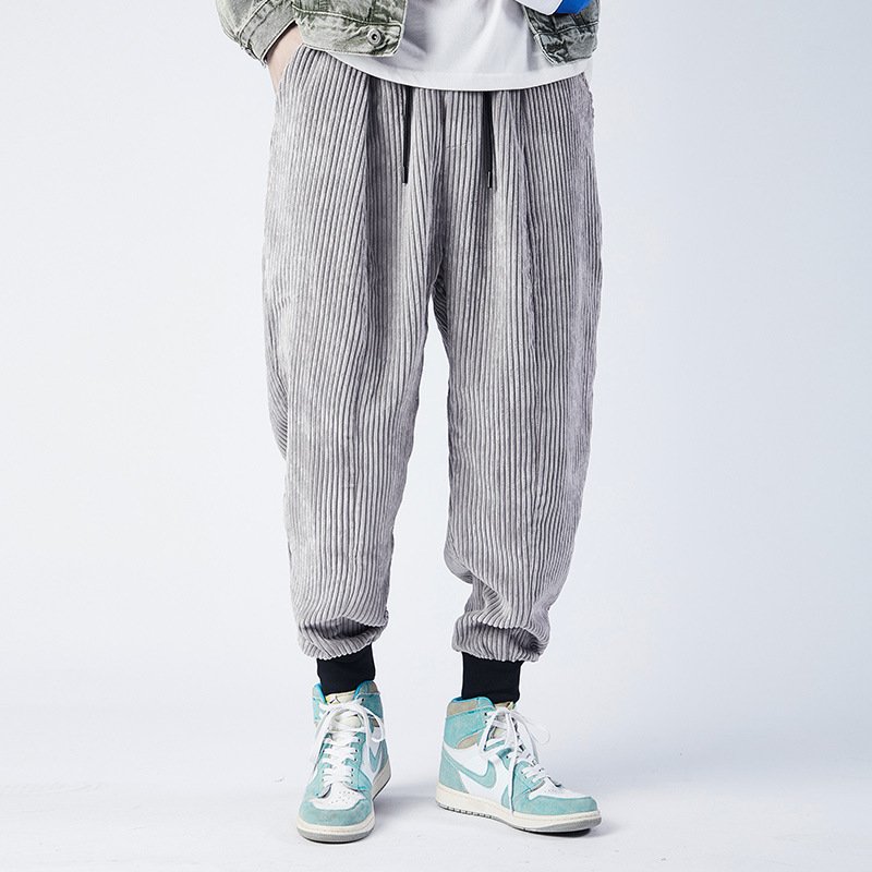 Men's Trendy Brand Fashion Corduroy Harem Pants – Loose & Stylish Streetwear