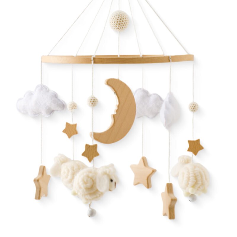 Nordic Style Felt Animal Bed Bell - Baby Crib Hand-Eye Coordination Hanging Ornament