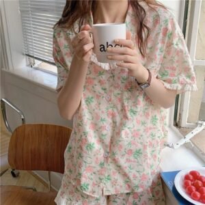Women's Floral Pajamas Suit - Sweet and Comfortable Sleepwear Set