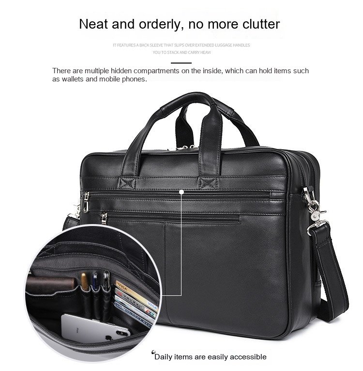Leather Handbag Briefcase | Napa Leather Comfortable Texture Men's Real-Leather Bag