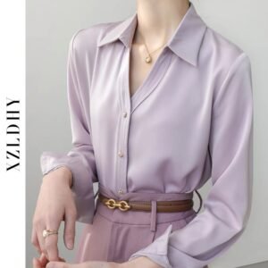 Long-Sleeved Purple French Top – Chic & Elegant Women’s Blouse