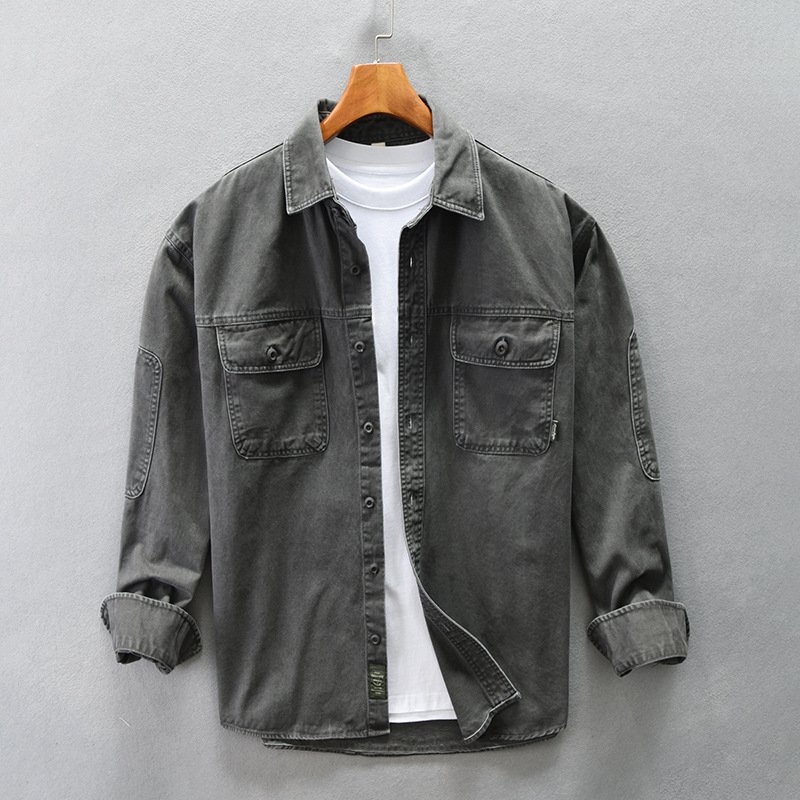 Retro Workwear Shirt – Men's Long Sleeve Casual Shirt