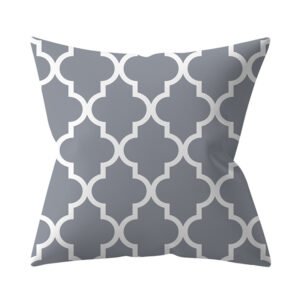 Gray Geometric Polyester Pillow Cover – Cross-border Hot Sale Silver Gray Sofa Cushion Cover