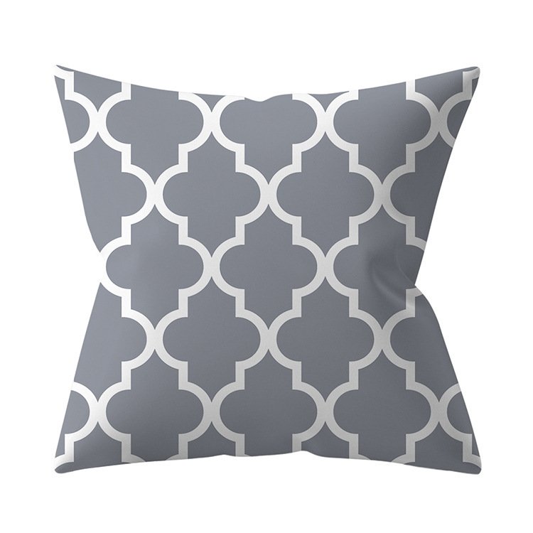 Gray Geometric Polyester Pillow Cover – Cross-border Hot Sale Silver Gray Sofa Cushion Cover