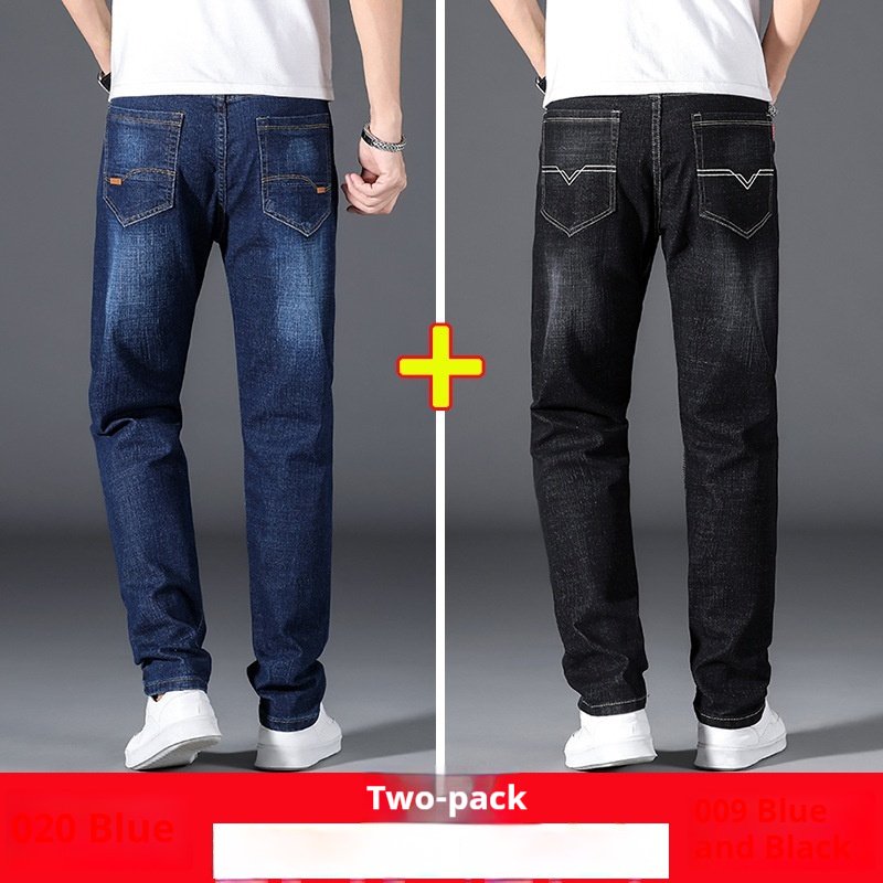 2- Pack Men's Summer Thin Loose Straight Jeans - Lightweight Casual Denim