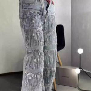 Sequined Tassel Design Straight Jeans for Women | Trendy and Stylish Denim