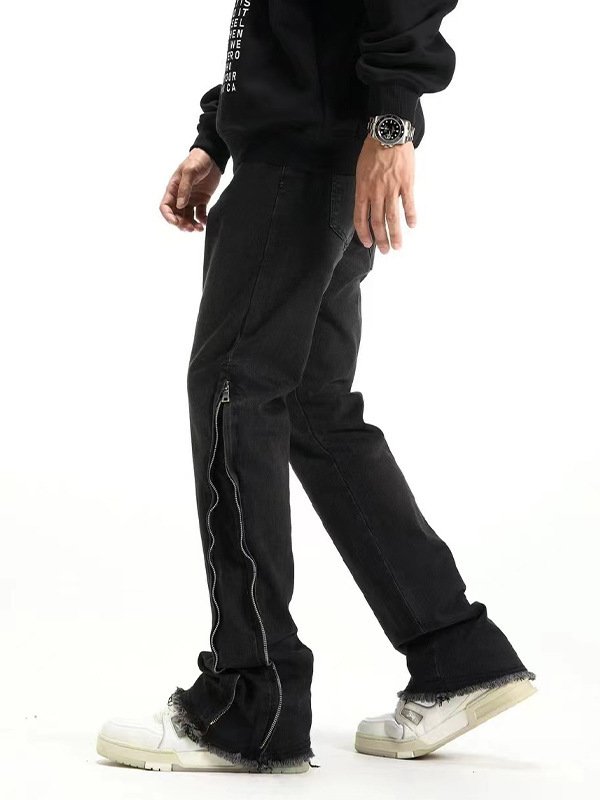 High Street Side Zipper Design Jeans – Stylish & Modern Denim for Men