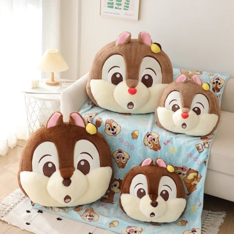 Cartoon Chipmunk Cushion Car Pillow – Soft Air Conditioning Blanket for Comfort