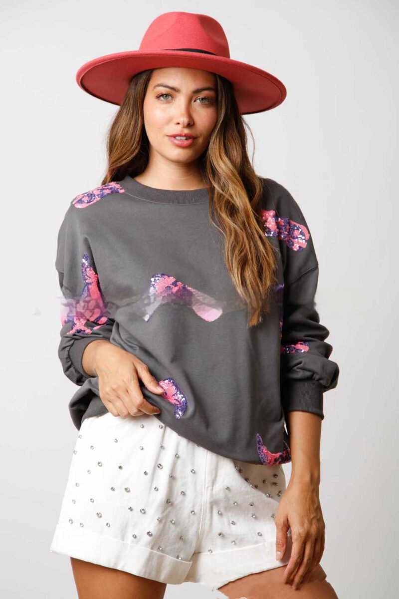 Women's Valentine's Day Sequined Long-Sleeved Sweater - Stylish Sweatshirt
