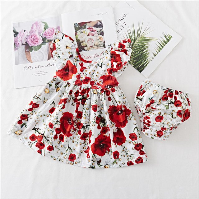 Cotton Baby Ruffled Floral Print Dress – Cute & Comfortable Dress for Baby Girls