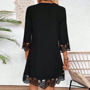 Lace V-Neck Long-Sleeve Dress – Elegant & Feminine Fashion