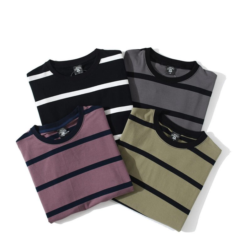 New Striped Short-Sleeved T-Shirt Men's Fashion – Simple and Loose Fit