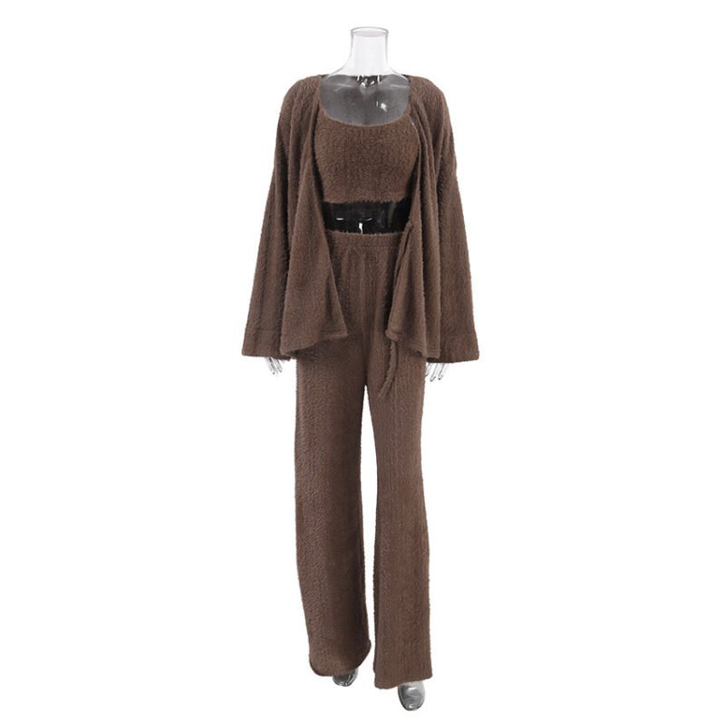Elegant Graceful Waist Strap Three-Piece Homewear for Women | Comfortable & Stylish Loungewear