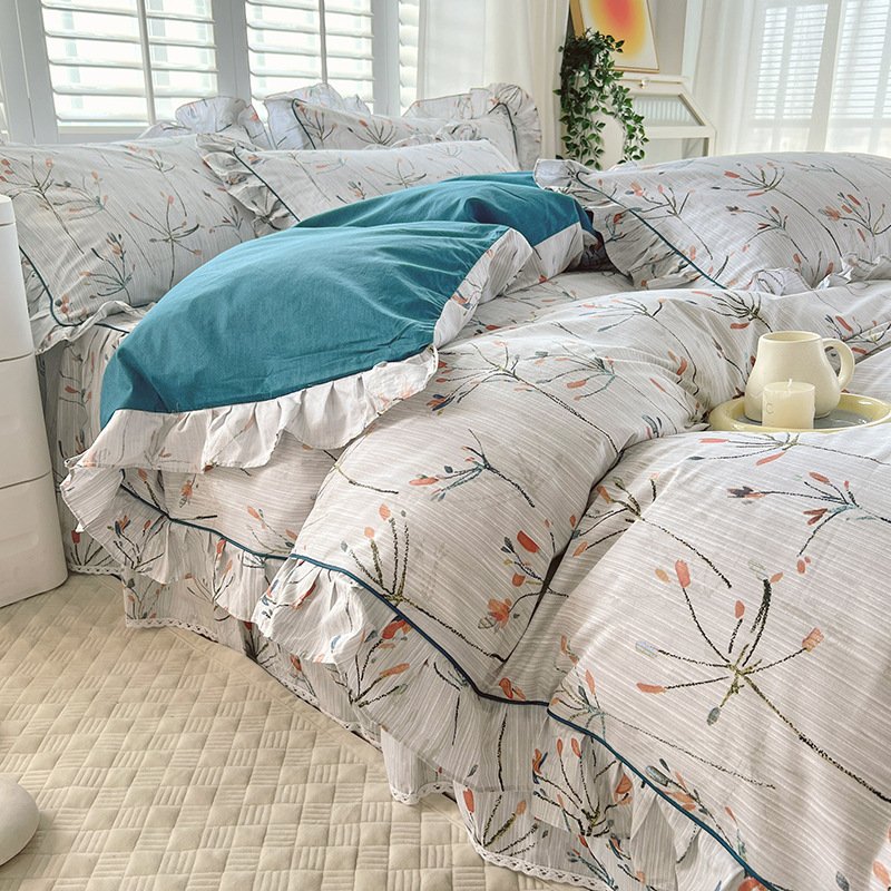 Bed Skirt Model Cotton Bedding – Four-Piece Set with Sheet and Quilt Cover