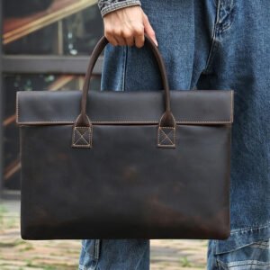 Genuine Cowhide Leather Men's Handbag - Thin & Portable, Stylish & Durable