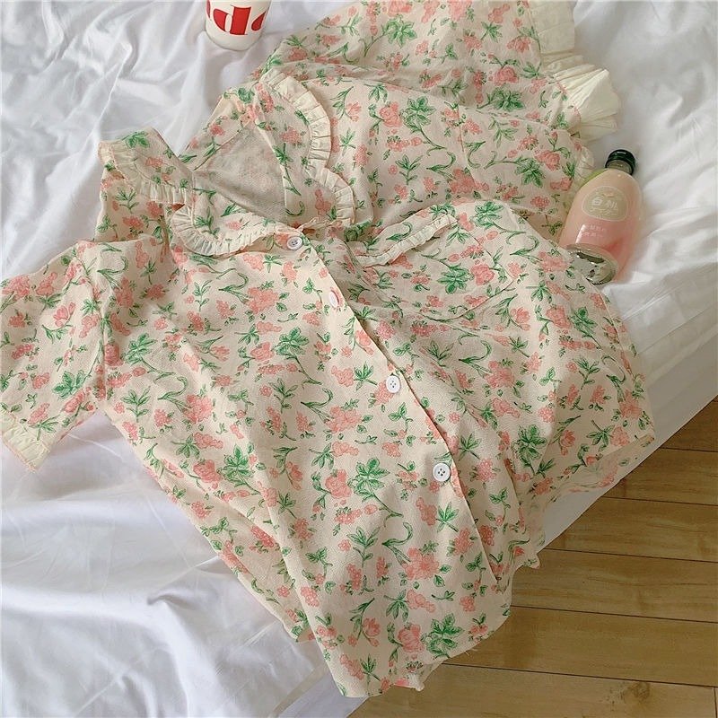 Women's Floral Pajamas Suit - Sweet and Comfortable Sleepwear Set