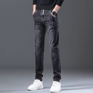 Men's Straight Loose Elastic Jeans – Long Pants for Comfortable Style