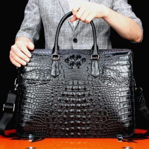 Crocodile Pattern Briefcase Men's Business Bag | Genuine Leather Handbag