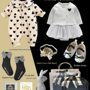 Princess Black Gold Dress Polka Dot Set – Elegant Baby Girl Outfit
