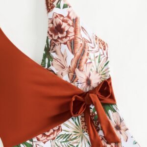Tropical Plants Multicolor Printing Bikini One-Piece – Stylish Swimwear