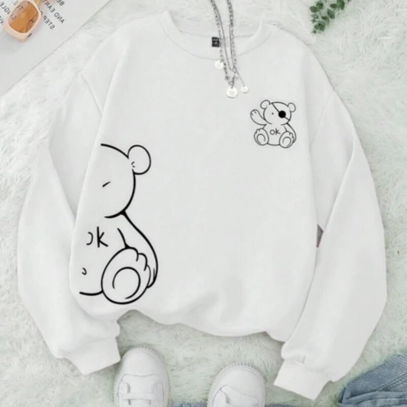 Fashion Velvet Trendy Printed Round Neck Long Sleeve Sweatshirt for Women