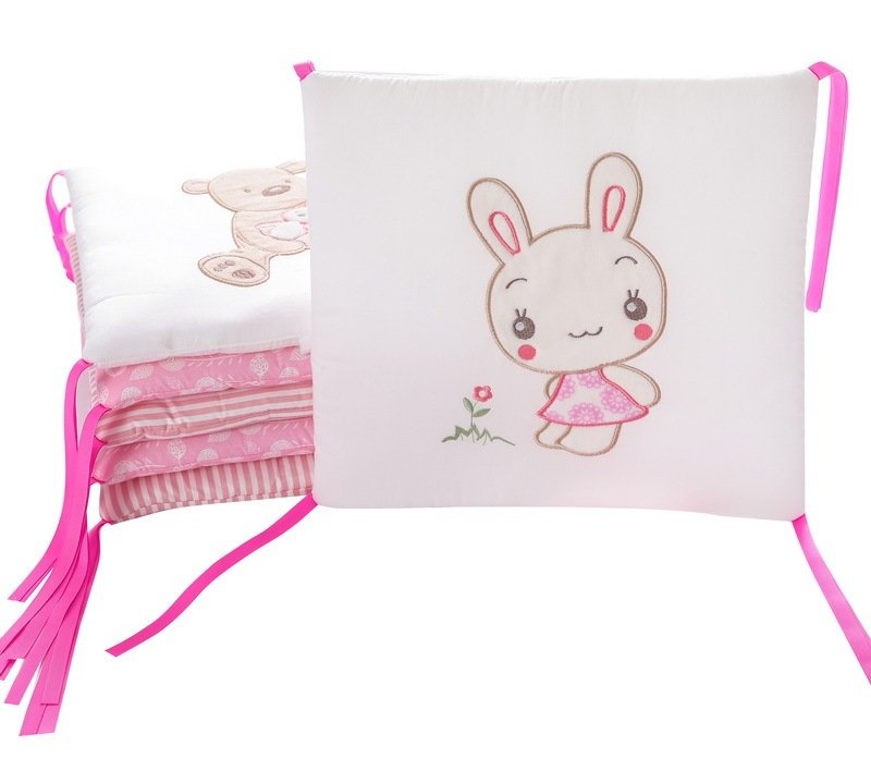 Baby Bed Cover Backup - Bear and Rabbit Pink Design for Nursery Comfort
