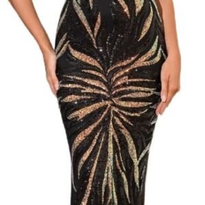 Sexy V-Neck Backless Mermaid Hem Sequin Formal Dress – Elegant Evening Gown