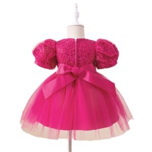 Girls Flying Sleeve Butterfly Flower Dress – Elegant Kids Party Outfit