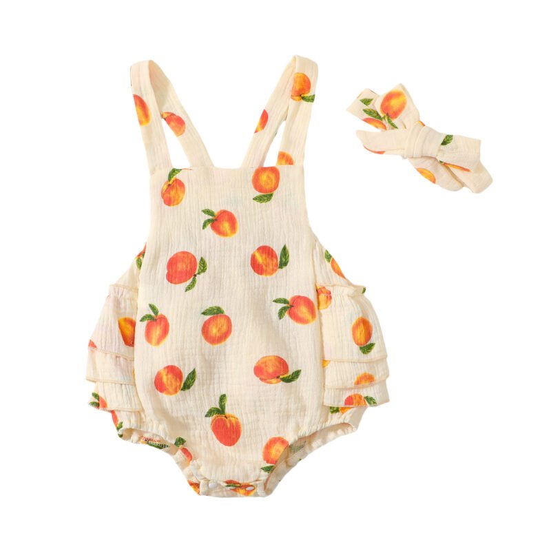 Baby Girl Floral Jumpsuit Romper with headband – Cute Summer Outfit