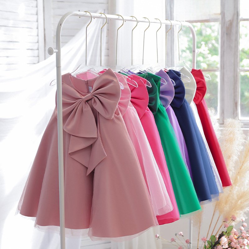 Princess Patchwork Bow Dress for Girls (2-8Y) – Elegant Kids Party Dress
