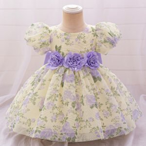Purple Floral Girl's Summer Dress – Cute & Comfortable Outfit