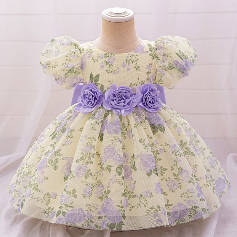 Purple Floral Girl's Summer Dress – Cute & Comfortable Outfit