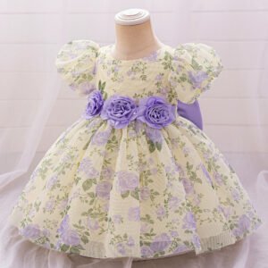 Purple Floral Girl's Summer Dress – Cute & Comfortable Outfit