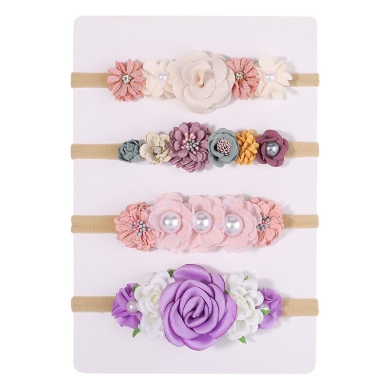 3/4Pcs/Set Cute Artificial Flower Baby Headband Accessories – Stylish Baby Hairbands for Toddlers and Infants