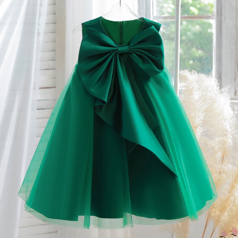 Princess Patchwork Bow Dress for Girls (2-8Y) – Elegant Kids Party Dress