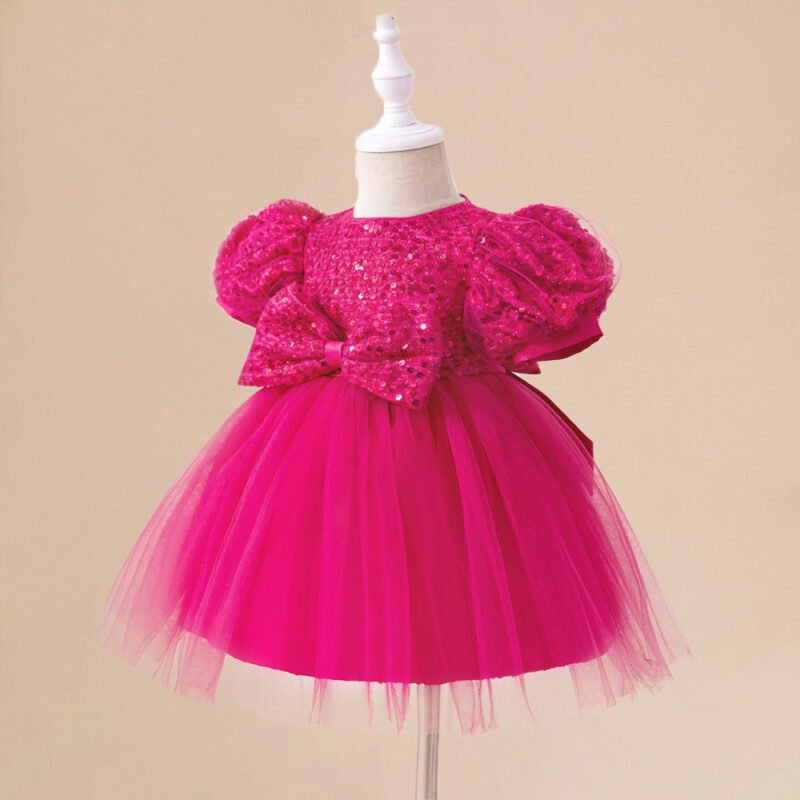 Girls Flying Sleeve Butterfly Flower Dress – Elegant Kids Party Outfit
