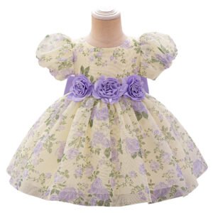 Purple Floral Girl's Summer Dress – Cute & Comfortable Outfit