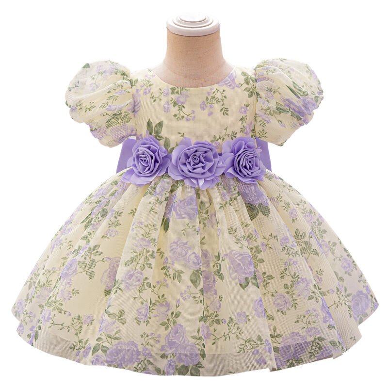 Purple Floral Girl's Summer Dress – Cute & Comfortable Outfit
