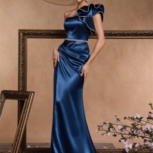 Luxury Blue Mermaid Prom Dress – Satin Split Evening Gown for Cocktail Parties & Special Events
