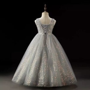 Sequined Girls Sleeveless Princess Dress – Sparkly and Elegant Dress for Special Occasions