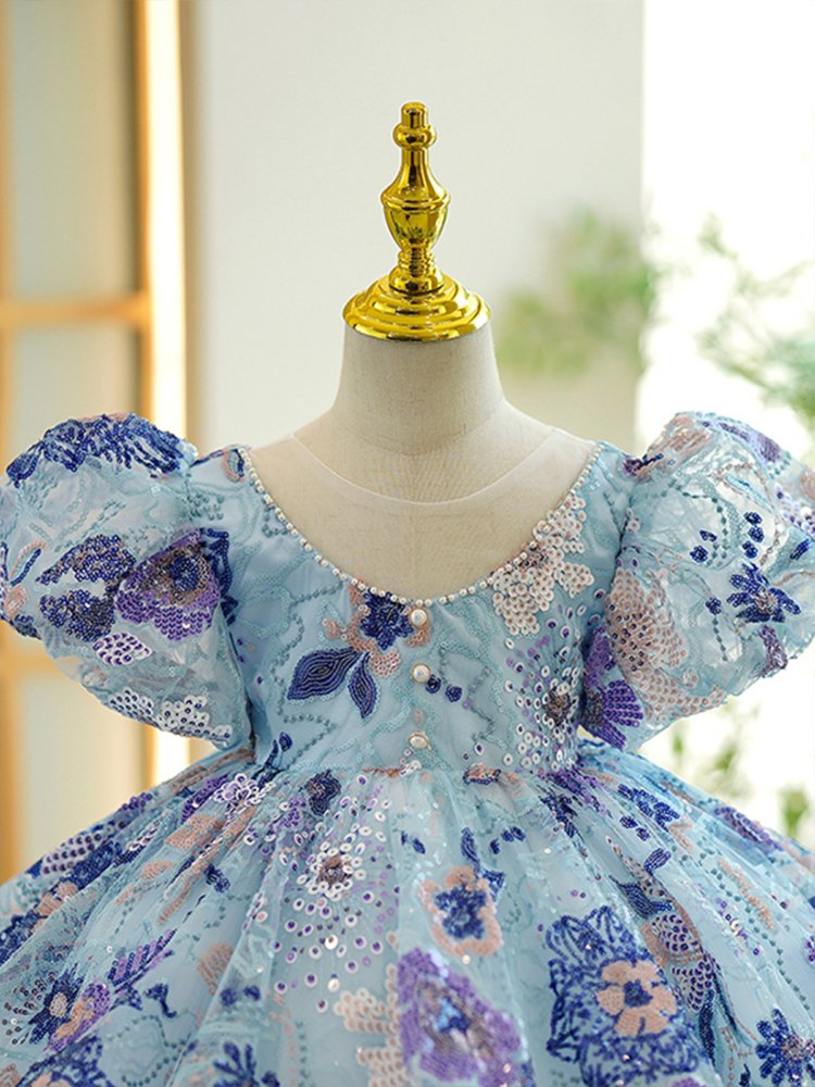 Children's Luxury Pink & Blue Sequin Dress – Elegant Sparkly Party Dress for Girls