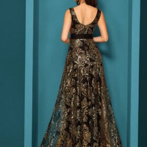 Sexy Deep V-Neck Sequin Evening Dress – Glamorous Formal Gown for Special Occasions