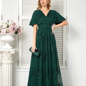 Green Sequin Evening Dress – Elegant Formal Gown for Special Events & Parties
