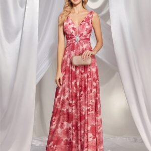 Chiffon Pink Sexy Backless Formal Evening Dress – Elegant Gown for Special Events & Parties