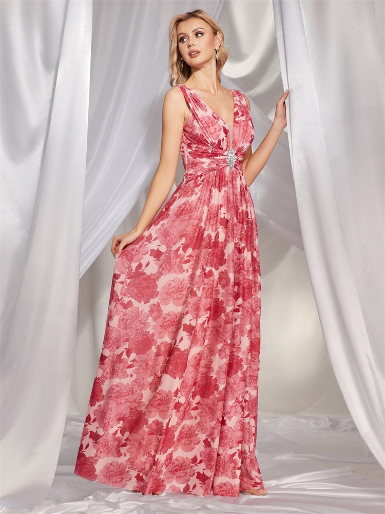 Chiffon Pink Sexy Backless Formal Evening Dress – Elegant Gown for Special Events & Parties