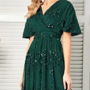Green Sequin Evening Dress – Elegant Formal Gown for Special Events & Parties