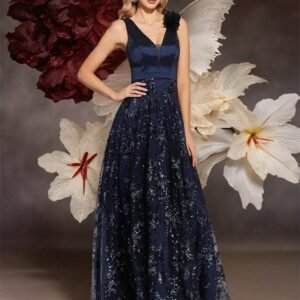 Elegant V-Neck Evening Dress – Luxury Chiffon Sleeveless Party Dress for Women