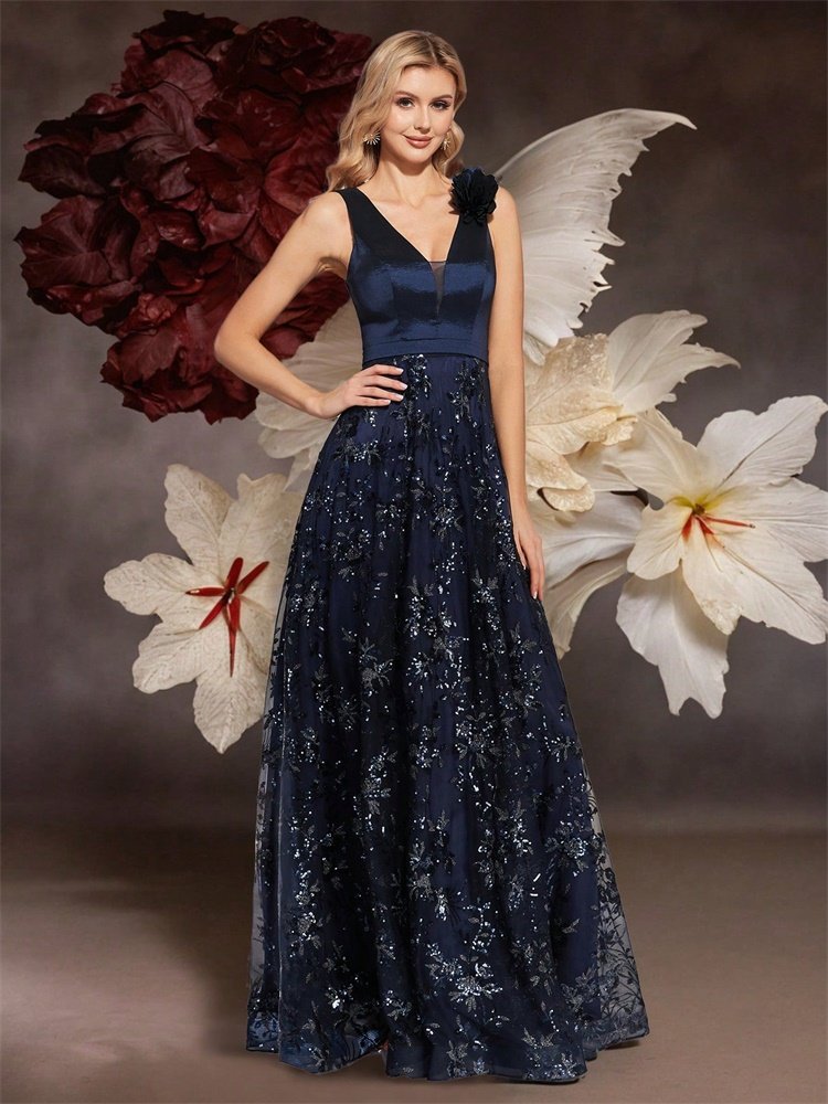 Elegant V-Neck Evening Dress – Luxury Chiffon Sleeveless Party Dress for Women