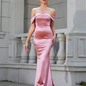 Off-Shoulder Strapless Solid Color Elegant Evening Party Dress